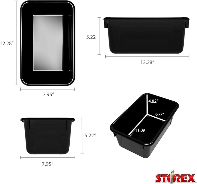Storex Small Cubby Bin, 7.8 x 12.2 x 5.1 Inches, Black, 5-Pack (62466E05C)
