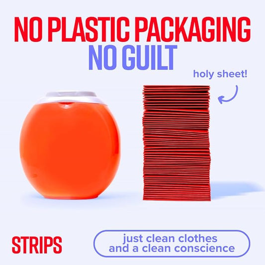 STRIPS Laundry Detergent Sheets Unscented (30ct, 60 loads) Fragrance Free Eco Liquidless Soap, Travel-Friendly, Dissolves in Hot & Cold, Hypoallergenic, Tackles Tough Stains & Odors