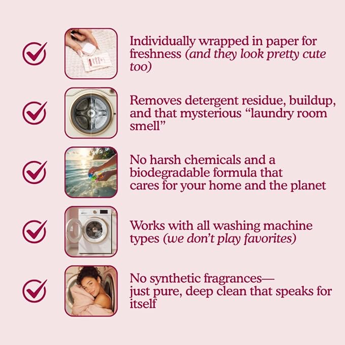 Washing Machine Cleaning Tablets – Odor Remover and Descaler Tabs – Non-Toxic, Eco-Friendly, Biodegradable Washer Cleaner Tablets for HE, Front Load & Top Load Machines (6-Month Supply)