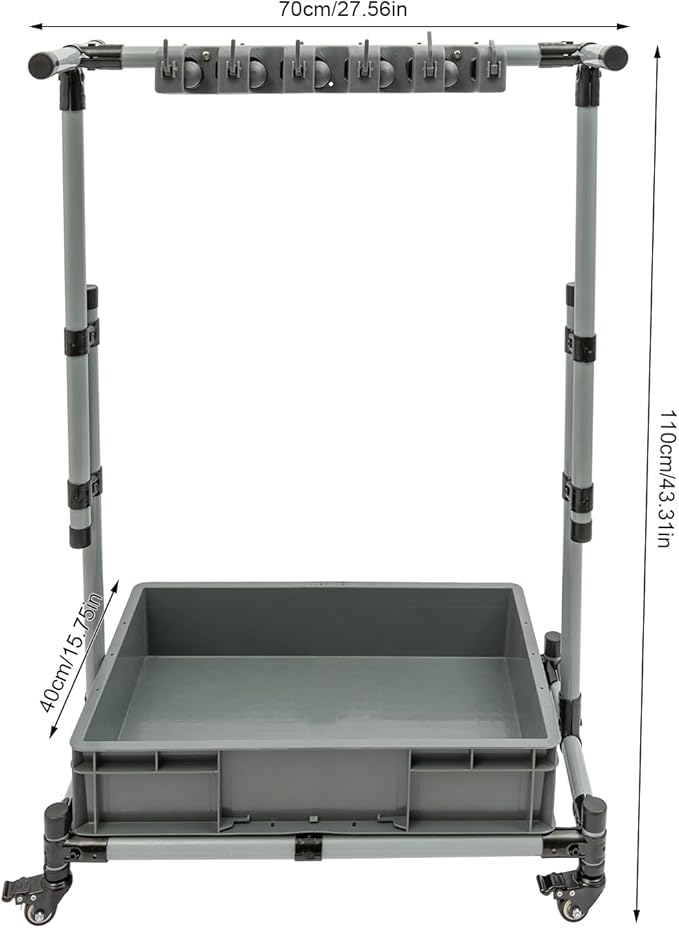 Garden Tool Organizer, 10 Slots with Hooks, Movable Floor-Mounted Mop Rack Floor Standing Cleaning Tool Cart Storage for Garage Organization and Storage, Hold Long-Handled Tool/Rake/Broom (Style 1)