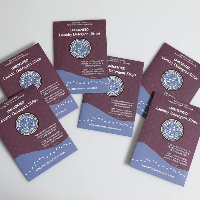 Travel Pack | Premium Unscented Laundry Detergent Sheets (2 Strips Per Pack, 12 Loads) | People & Planet-Friendly | Liquidless Laundry Detergent Sheets by Nantucket Footprint