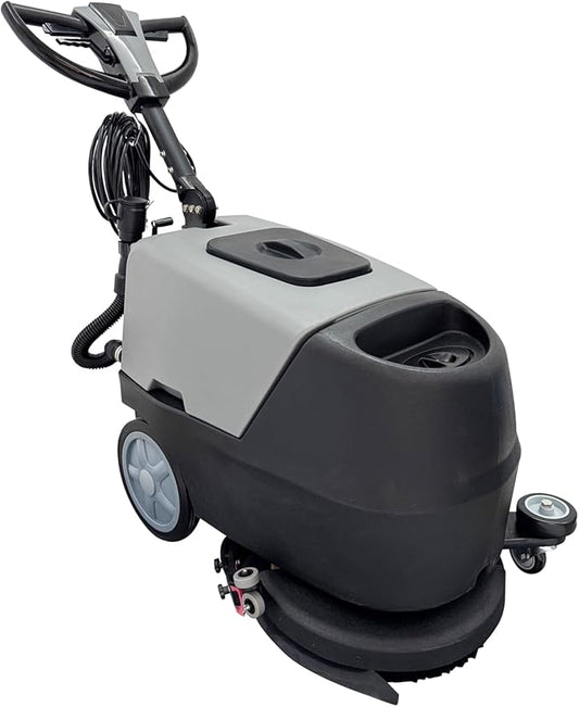 Commercial Floor Scrubber Automatic Walk Behind Floor Washing Brushing Drying Machine for Shopping Malls Hotels Offices 17" Brush 173rpm Dual Tanks(13.2gal Totally) 110V