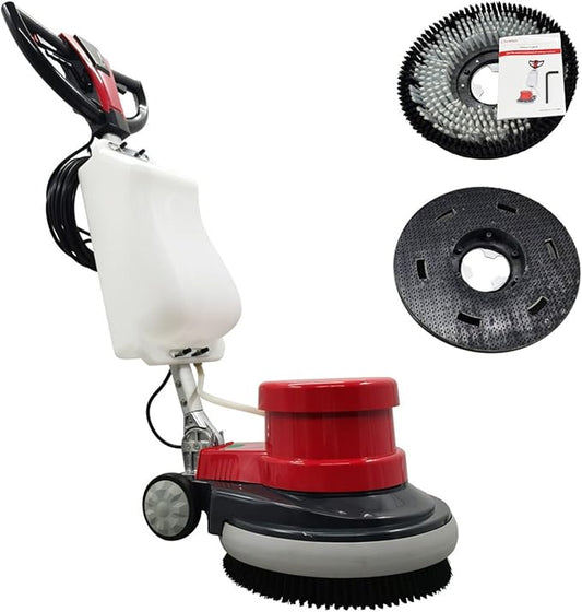 110V Floor Cleaning Machine, 17" Heavy Duty Multi-functional Floor Scrubber, Commercial and Industrial Scrubber Machine Red