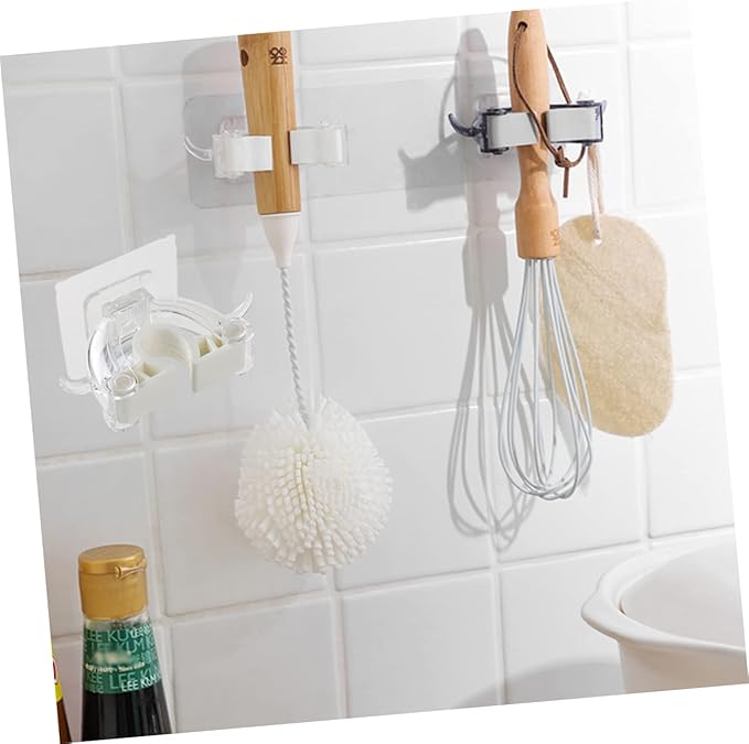 Garneck 6pcs Bathroom Wall Organizer Mop Holder Hook Broom Mop Organizer Bono Seamless Hook Home Kitchen