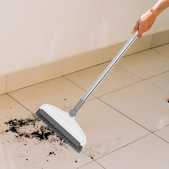 Floor Scrub Brush with Long Handle 126cm Hard Bristles Multi-use Shower and Bathroom Tile Grout Cleaning Brush for Home and Kitchen Floors