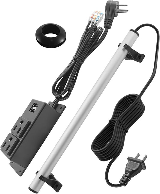 Gun Safe Dehumidifier Rod with Power Outlet Kit – High-Heat Moisture Control, 2 AC and 2 USB Ports, Slim Aluminum Heater Rod for Gun Safes Cabinets Closets, 12 inch