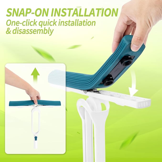 Sponge Mop for Floor Cleaning with 53" Long Handle, Total 2 Sponge Heads (NOT 3), Easily Dry Wringing for Hardwood Tile Concrete Bathroom Kitchen
