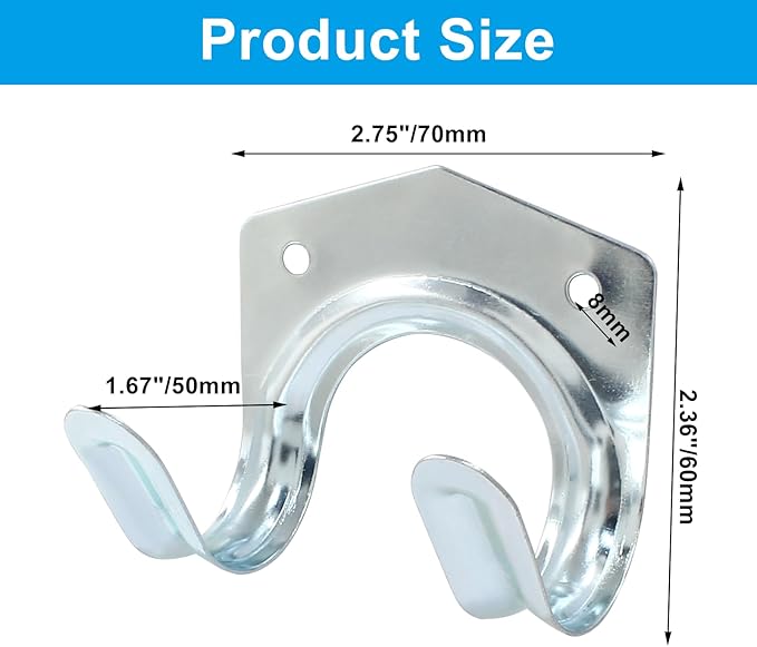 10 Pack Tool Storage Hooks Wall Mounted Double Tool Storage Hangers Mop Broom Holders Organizer for Garage Shed Ropes Bracket Garden Tools