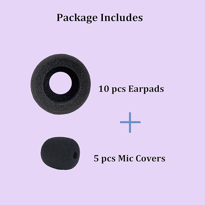 Replacement Ear Pads for Plantronics Headset Foam Ear Cushions Compatible with Plantronics Blackwire C320 3210 3220 3320 3225 HW251N HW261N HW510 HW520 HW720 H251N H261N H351N Headphones (10 Pack)