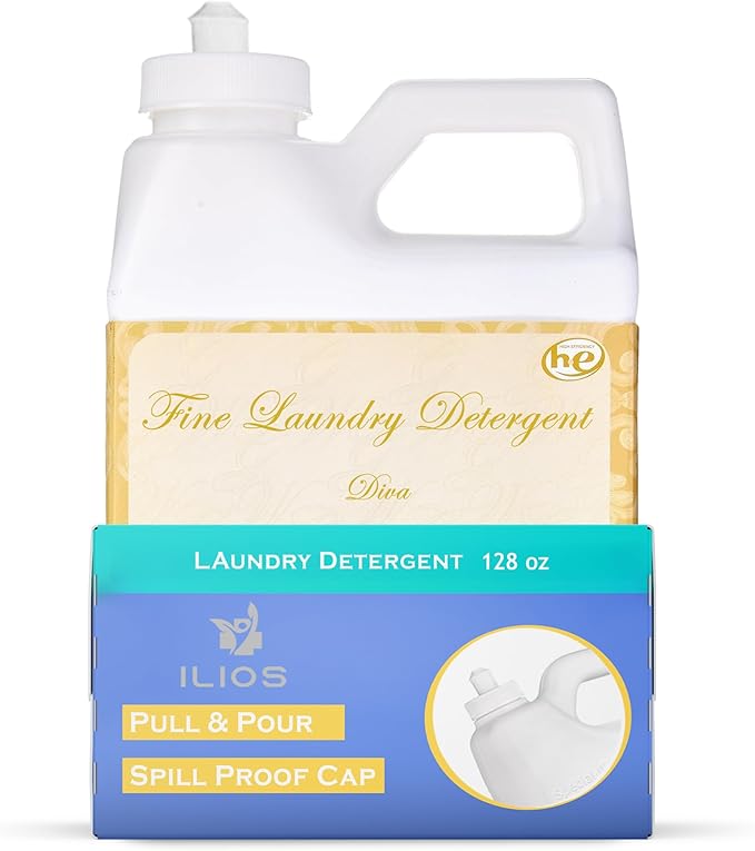 Glam Diva Wash Laundry Detergent – Premium Diva Laundry Detergent with Vanilla and Patchouli Scent – Long Lasting Phosphate-Free Scented Wash Liquid, Spill-Proof Pull & Pour, 128 oz – Ilios Packaging