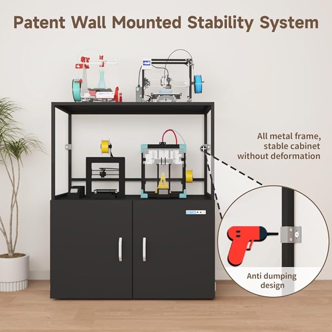 300L 3D Printer Filament Storage Cabinet with Dehumidifier | Industrial Sealed Dehumidifying Cabinet Holds 160 Rolls -Compatible with PLA/ABS/TPU (300L Black)