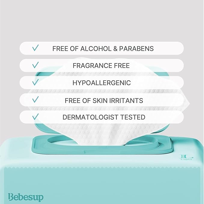BEBESUP Korea's #1 Light Baby Wipes - Hypoallergenic, Water-Based, Unscented, Alcohol & Paraben-Free – 50 GSM for sensitive skin Flip-Top Plant Based Baby Wipes (1 Pack)