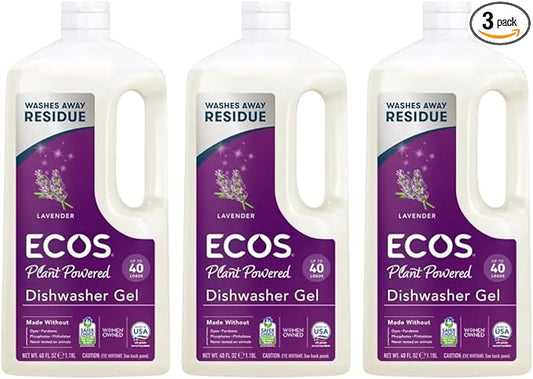 Ecos Earth Friendly Products Wave Auto Dishwasher Gel, Lavender, 40 Fl Oz 3 Pack