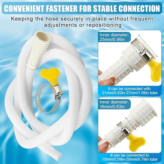 Dehumidifier Drain Hose with Cuttable Rubber Adapter and Connect Clamp, Air Conditioner Drain Hose, Universal Flexible AC and Dehumidifier Replacement Hose(Color:2m/6.56ft)
