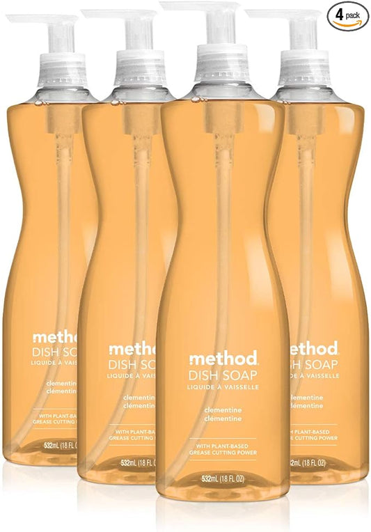Method Gel Dish Soap , Clementine, Tough on Grease, 18 Fl Oz (Pack of 4)