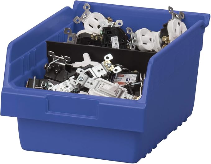 Akro-Mils 30080 ShelfMax Plastic Nesting Shelf Bin Box, 12-Inch L by 8-Inch W by 6-Inch H, Blue, Case of 8