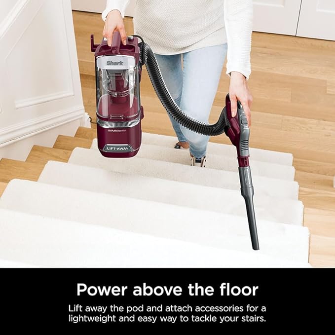 Shark DETECT Lift-Away Corded Upright Vacuum with Detect Technology, Self-Cleaning Brushroll for No Hair Wrap, Anti-Allergen Complete Seal, and Odor Neutralizer Technology, Burgundy, LA492