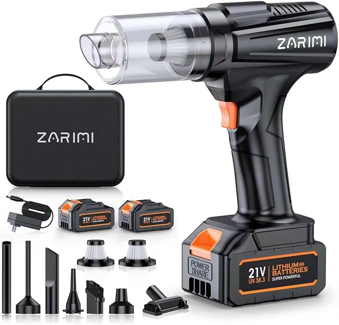 Cordless Handheld Car Vacuum Cleaner, 50,000Pa High-Power Brushless Motor, Rechargeable Dust Buster with 2 Batteries & Charger, 6-in-1 Portable Vacuum Cleaners for Home, Pet Hair, Bright Black