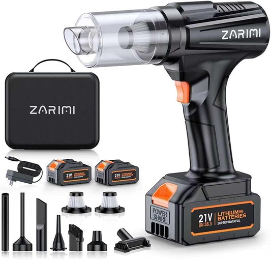 Cordless Handheld Car Vacuum Cleaner, 50,000Pa High-Power Brushless Motor, Rechargeable Dust Buster with 2 Batteries & Charger, 6-in-1 Portable Vacuum Cleaners for Home, Pet Hair, Bright Black