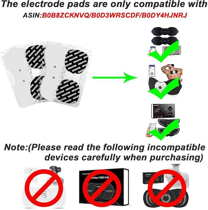 Tens Unit Wireless Electrode Pads, Replacement Electrode Pads with Standard 3.5mm Snap-on Connectors(4PCS/Set) (White)