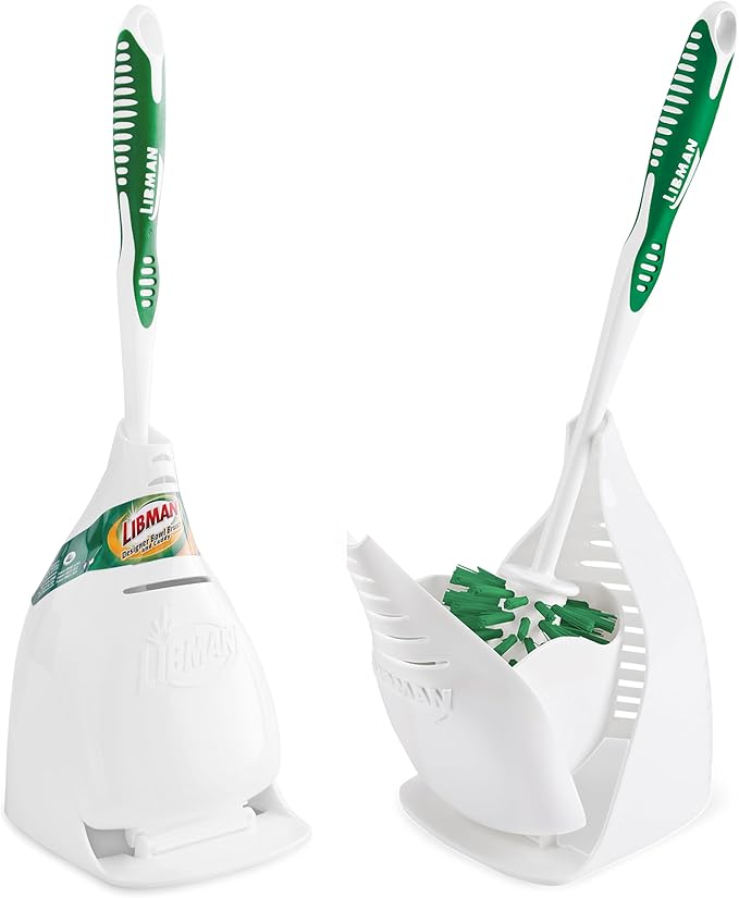 Libman Designer Bowl Brush and Caddy - 2 Pack - Toilet Brush and Holder Set, Non-Scratch, Bathroom Brush, Hygenic Caddy with Drying Slits
