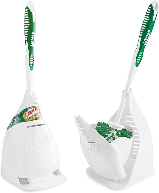 Libman Designer Bowl Brush and Caddy - 2 Pack - Toilet Brush and Holder Set, Non-Scratch, Bathroom Brush, Hygenic Caddy with Drying Slits
