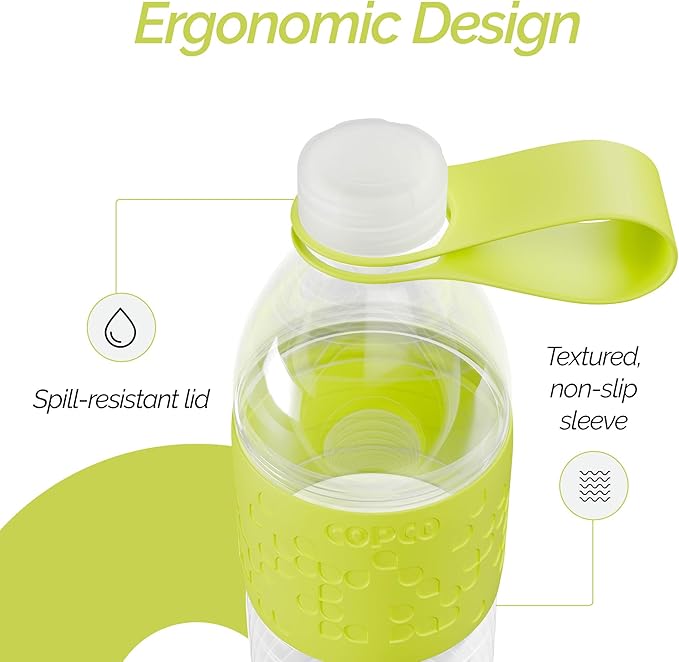 Copco Hydra 20 oz Tritan Water Bottle with Spill Resistant Lid & Non-Slip Sleeve - BPA-Free, Dishwasher Safe, Fits in Cup Holders, Great for Gym, Travel, Office - Durable & Lightweight (Green)