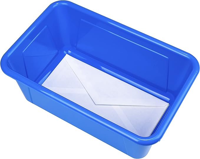 Storex Small Cubby Bins, Pack of 5, 12.2 x 7.8 x 5.1 Inches, Blue (62416U05C)