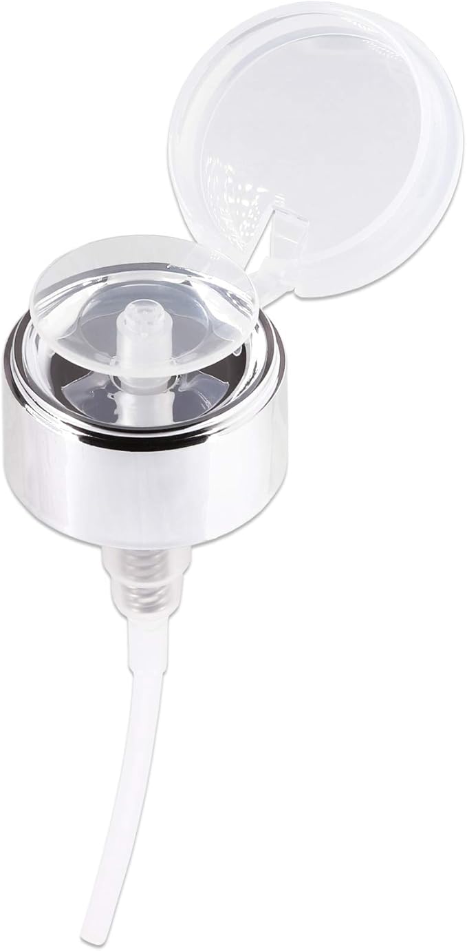 PANA 7oz. Professional Push Down Liquid Pumping Clear Bottle Dispenser (Silver Lid with No Wording, 2pc)