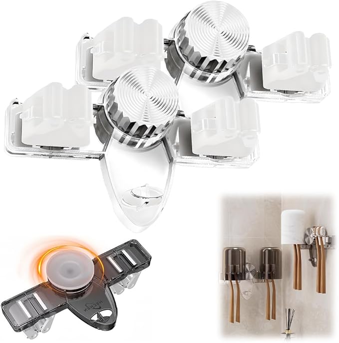 Broom Holder Mop Hanger, 2026 New No punching required Broom Hanger Organizer for Bathroom, Kitchen, Office，Utility Room，Laundry Room,Home Garden, Garage Storage and Organization Rack (2PCS White)