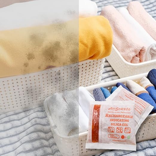 Adsorbco Rechargeable Desiccant, Indicating Silica Gel Packets, Moisture Absorbers for Storage, Gun Safe Dehumidifiers (100, 5g)