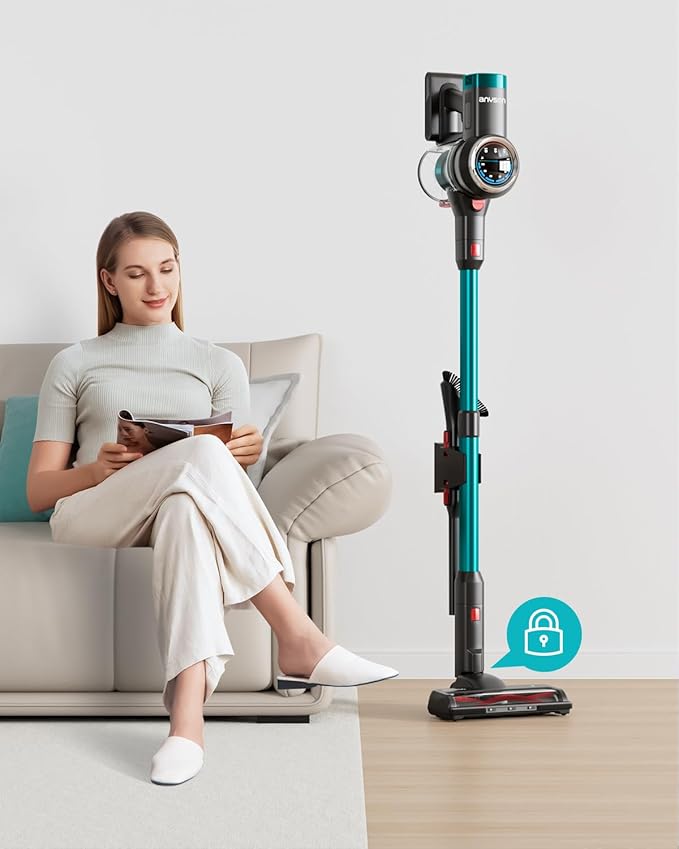 Cordless Vacuum Cleaner, 580W 50KPa Stick Vacuum, Up to 65 Minutes, Self-Standing Cordless Vacuum with OLED Display and Anti-Tangle Brush Roll for Home, Carpets, Hard Floors and Pet Hair