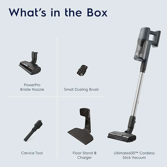 Electrolux Ultimate600 Cordless Stick Vacuum with PowerPro Bristle Nozzle and Larger Dust Bin Capacity, 50-Minute Run Time, 3 Power Modes, Ocean Green