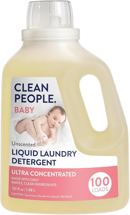 The Clean People Liquid Laundry Detergent - Recyclable Packaging, Stain Fighting - Ultra Concentrated, Laundry Soap - Baby Laundry Detergent, 50 fl oz