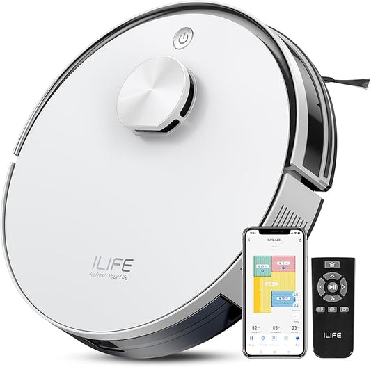 ILIFE A30s Robot Vacuum Cleaner, 10000Pa Max Suction Power with Lidar Navigation, Home Mapping, No-Go Zone, 150 Mins Max, 2.4G WiFi/App/Alexa/Remote Control, for Hard Floor, Carpet and Pet Hair