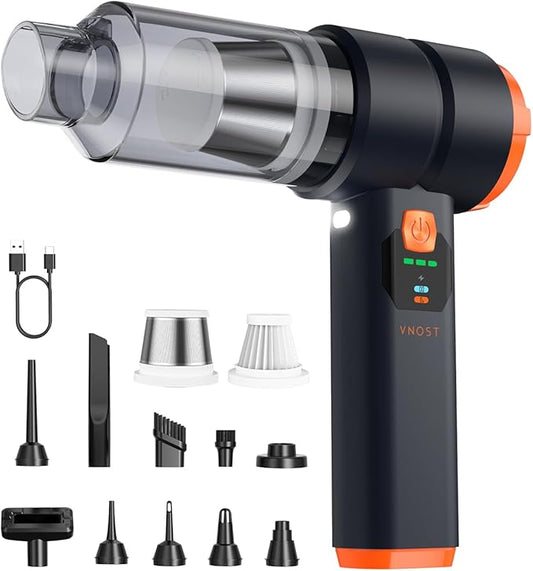 Portable Cordless Car Vacuum, 4-in-1 Handheld Cordless Vacuum with 30,000Pa Suction, 130,000 RPM, 6,800mAh Battery, 10 Nozzles, Rubber Paint Material for Car, Home,Birthday Gifts for Men Dad Husband