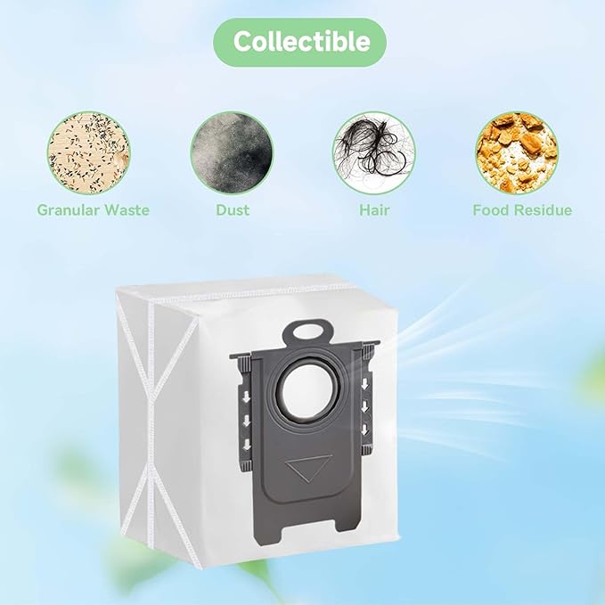 6 Pack Q5 Vacuum Bags for Roborock Q7 M5+, Q10 S5+, Q5 Max+, Q10 X5+, Q8 MAX+, Q7 MAX+, S7 Max Ultra, S8+ Robot Vacuum - Disposable Dirt Disposal Bags