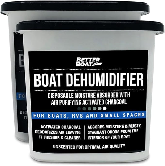 Moisture Absorber 2 Pack with Activated Charcoal Dehumidifier Bucket, Unscented Odor Absorber for Closet Basement Bathroom Boat RV, Disposable - Better Boat