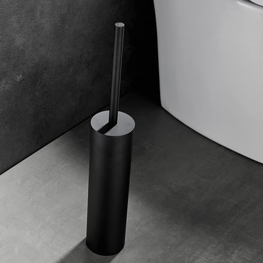 Freestanding Luxury Toilet Brush 304 Stainless Steel Toilet Brush and Holder 19-Inches Tall Round Rust Resistant Anti-Odor and Easy to Clean with Matte Black Finished