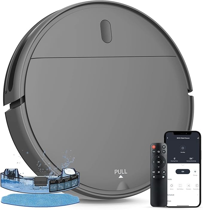 Robot Vacuum and Mop Combo, Vacuum Cleaner Robot 2 in 1 with Slim 2.87", Schedule, App/Voice Control, 2300 Pa Suction & Long Runtime, Self-Charging, Ideal for Carpet, Hard Floor, Pet Hair