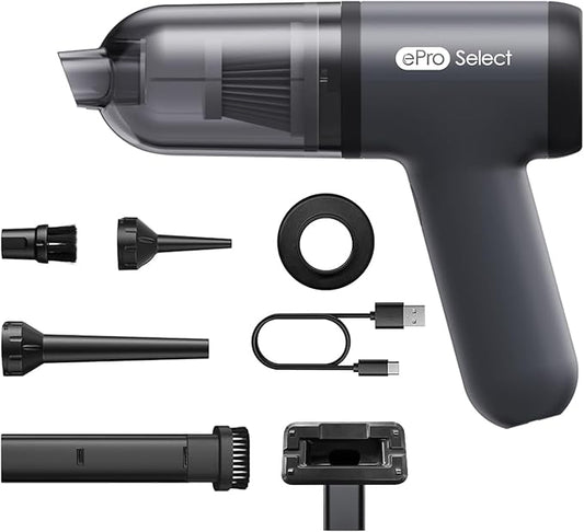 EV1395 Cordless Handheld Vacuum Cleaner - 75W 12000Pa Strong Suction, 14-24min Runtime, 0.14L Dust Bin, Multi-Accessories for Stairs, Floors & Narrow Spaces