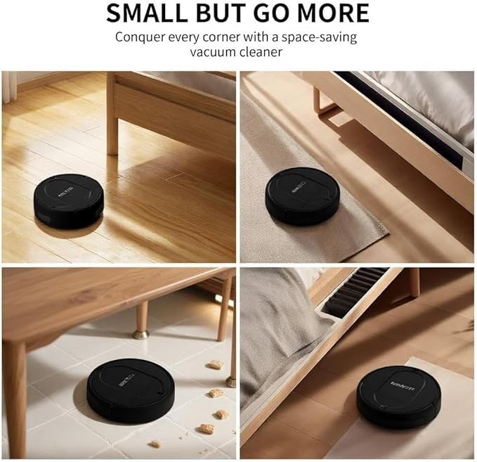 Robot Vacuum and Mop Combo, Robot Vacuum Cleaner,3-in-1 Robot Vacuum, Low Noise, Slim Design, Anti-Tangle, Advanced Obstacle Avoidance, Perfect for pet Hair, Carpets, and Hard Floors（Black）