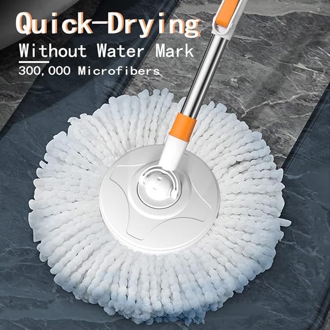 6-Pack Spin Mop Heads Refill, Easy Wring Microfiber Replacement Pads for Deep Cleaning, Universal Fit for Most Round Spin Mops