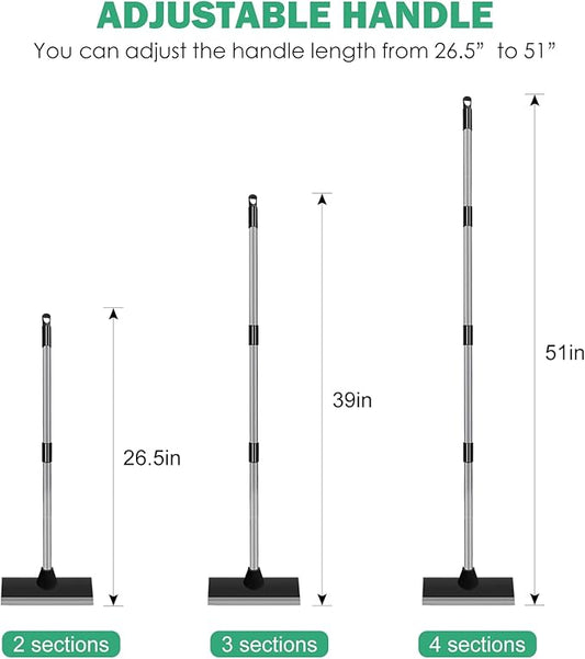 SetSail Floor Scrub Brush with 51-Inch Long Adjustable Handle 2 in 1 Scrape Brush Stiff Bristle Floor Scrubber for Cleaning Shower Bathroom Garage Kitchen Wall Deck Tub Tile, Black