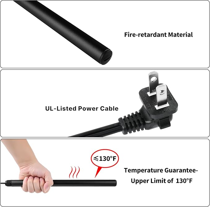 briidea Safe Dehumidifier Rod, Rod Reducing Humidity with Easy Installation and Plug Cord Easily Threading Through Safe's Hole, 12/16/24 inches Effective Coverage up to 100/150/300 Ft³, 110V