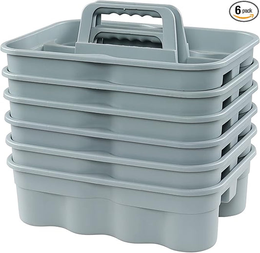 Plastic Cleaning Tote Caddy, Plastic Caddy with Handle, 6 Pack