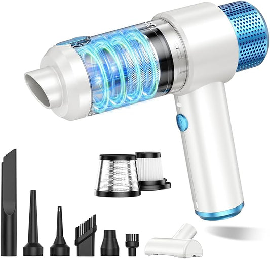 JONYJ Handheld Car Vacuum Cleaner, 16000PA Hand Held Vacuum Portable Cordless, 2 in 1 Air Duster and Vacuum Cleaner with LED Light, Multi-Nozzles, 120W High Power Mini Vacuum for Home, Pet, Office