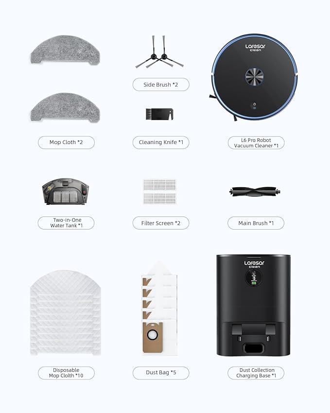 Robot Vacuum and Mop Combo, 3500Pa Robotic Vacuum with 3.5L Self Emptying Station, 250 mins Runtime, LIDAR Navigation, WiFi/APP/Alexa Control, Ideal for Pet Hair, Carpet and Hard Floor