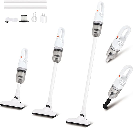Handheld Vacuum Cleaner,Ultra-Lightweight Mini Portable Vacuums for Home, 6 in 1 Stick Vac Cleaners for Car,Pet Hair(White Cordless)