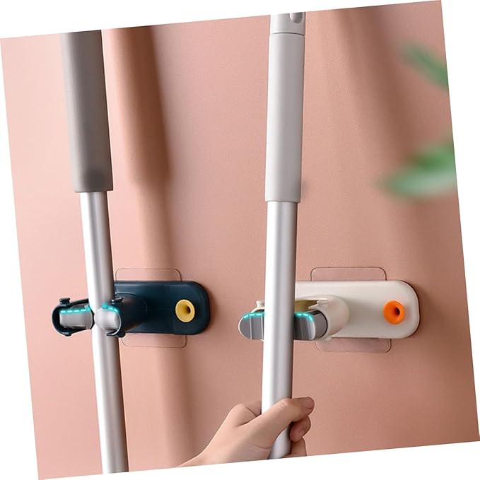 Hook Rack Mop Broom Holder Wall Mounted Cleaning Supplies Coat Hanger Broom Organizer Sturdy Heat-Resistant for Kitchen Bathroom